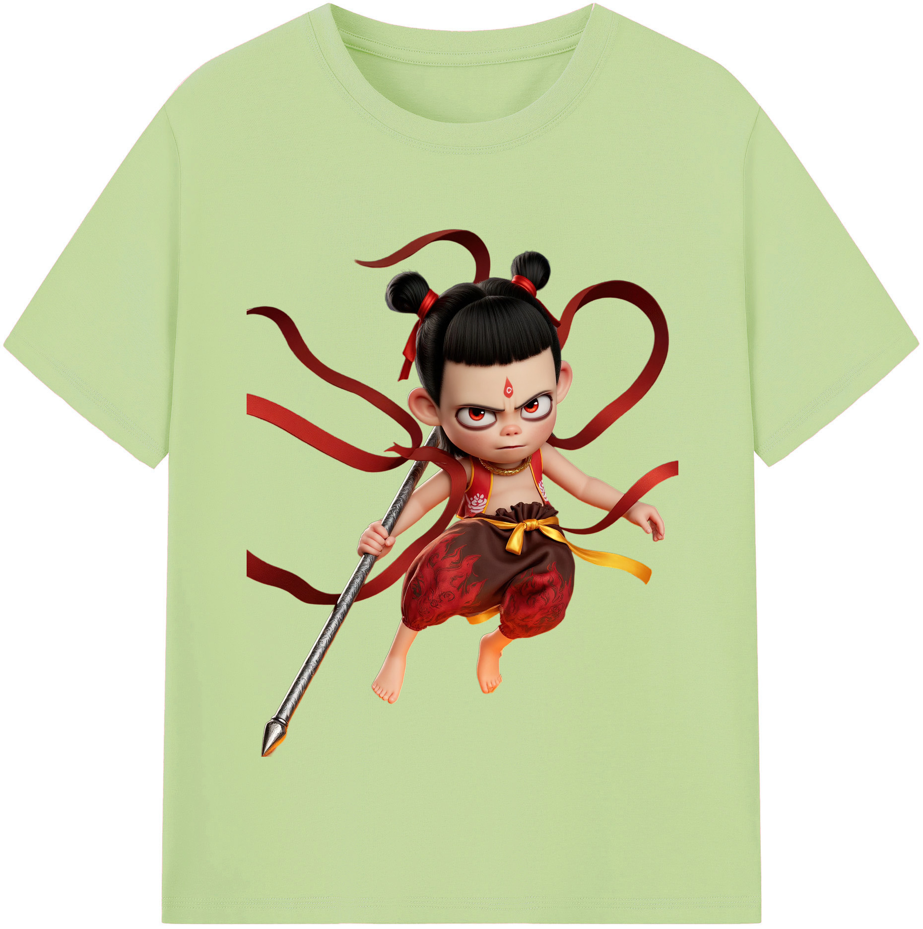 （画像用） Ne Zha 2 ナタ 魔童の大暴れ 綿100％半袖Tシャツ（フロントプリント）
